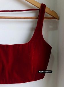 velvet backless blouse padded