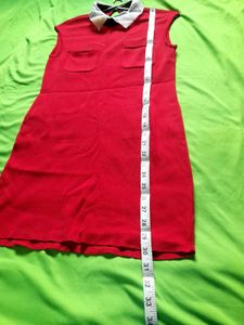 Unique Retro Polo Red Sleeveless Mini Dress pocket