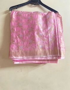 Pink &amp; Gold Floral Saree ( with blouse