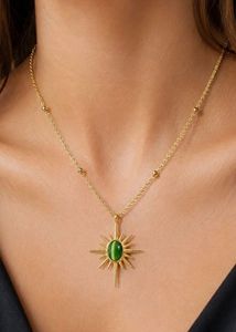Anti tarnish Necklace with Green Stone