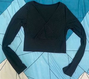Urbanic Black V Neck Long Sleeve Top