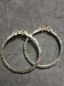 Elegant Silver Bangles with Gemstone Accents