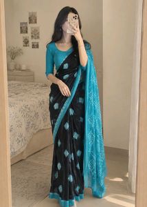Blue & Black Bandhani Saree