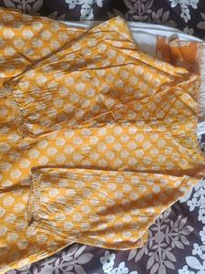 Stylish Yellow Kurta Set with White Pants