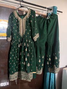 green garara frock set