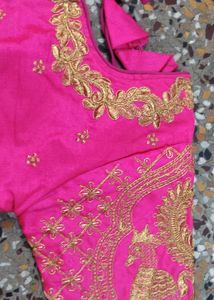 Pink Embroidered Sari Blouse