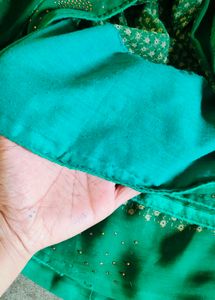 Green Saree With Blouse Piece