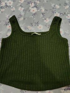 Green Ribbed Tank Top