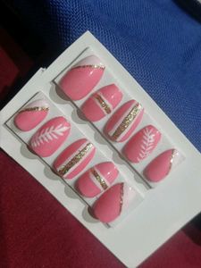 Pink &amp; Gold Press-On Nails