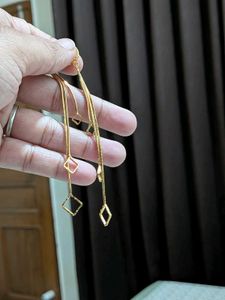 Gold Dangle Earrings with Square Charms