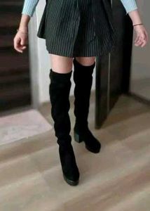 Black Suede Over-the-Knee Boots