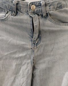 Light Wash Wide Leg Jeans with Slit