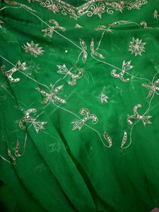 Green Embroidered Saree