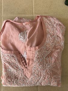 Pink Chicken Work Kurta
