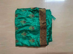 Beautiful Emerald Green Embroidered Saree