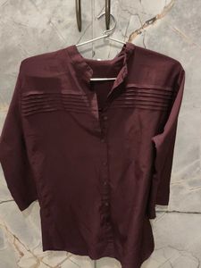 Burgundy Button-Up Shirt