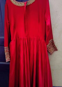 Elegant Red Embroidered Anarkali Gown