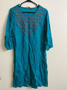 Beautiful Teal Embroidered Kurta
