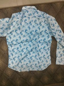 Light Blue Floral Button-Up Shirt
