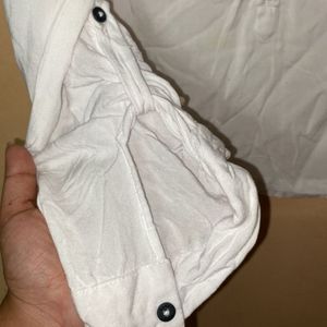 White Pintuck Button-Up Blouse