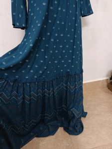 global desi teal green v neck maxi dress