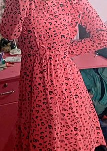 Adorable Pink Leopard Print Dress