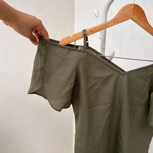 Olive Green Cold Shoulder Top