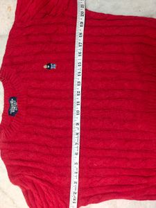 Red Cable Knit Bear Embroidered Sweater