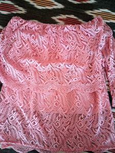 Pink Lace Off-Shoulder Top