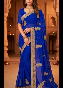 stunning royal blue sari with blouse