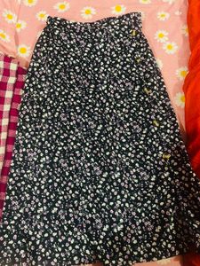 Black Floral Mini Skirt