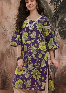 ☆NEW☆Pure cotton Vibrant Purple Floral Kurta💗✨