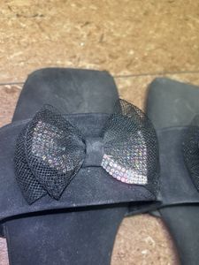 Sparkly Bow Slides