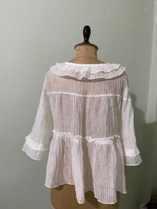 White Ruffle Collar Top