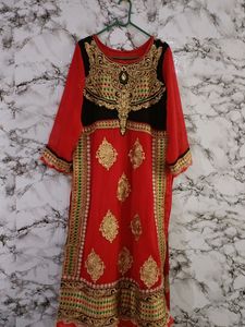 Heavy Golden Embroidery Red Designer Afgani Style