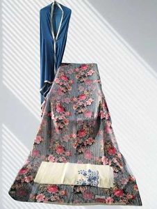 Navy blue Cotton Suit With Dupatta