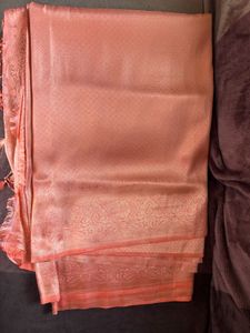 Peach Silk Saree with original unstitched blouse