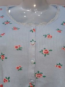 Floral Crop Top with Lace Trim
