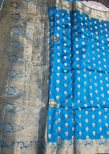 Teal &amp; Gold Saree