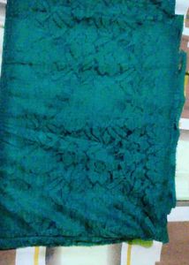 Elegant Teal Floral Lace Saree