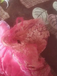 Stunning Pink Saree with Ruffled Border