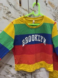 Vibrant Rainbow Striped Brooklyn T-Shirt