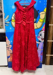 Elegant Red offshoulder  Lace Gown