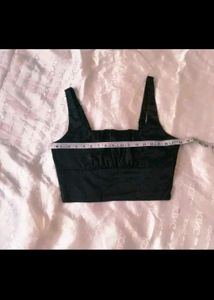 Sleek Black Ruched Crop Top
