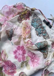 Sheer Butterfly &amp; Floral Print Top