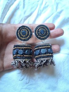 Ethnic Black Jhumka Earrings