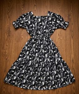 Black & White Printed Tiered Dress