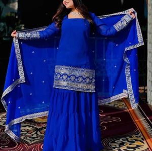 Royal Blue kurti shrara Set💙