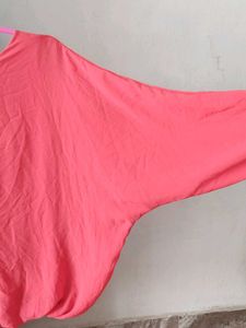 Coral Blouse with Long Sleeves