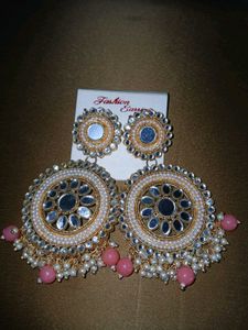 Statement Mirror &amp; Pearl Earrings